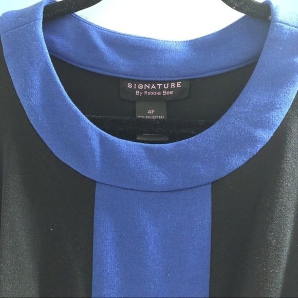 Signature by Robbie Bee Black Blue Trim Dress 4P - Picture 3 of 4